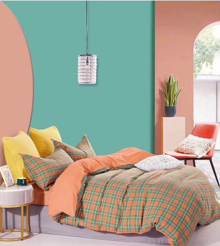 Katoenen van het Bed verfte het Linnen Gepaste BedSheets Vastgestelde 100% van het premiedekbedovertrek Garen 150 TC